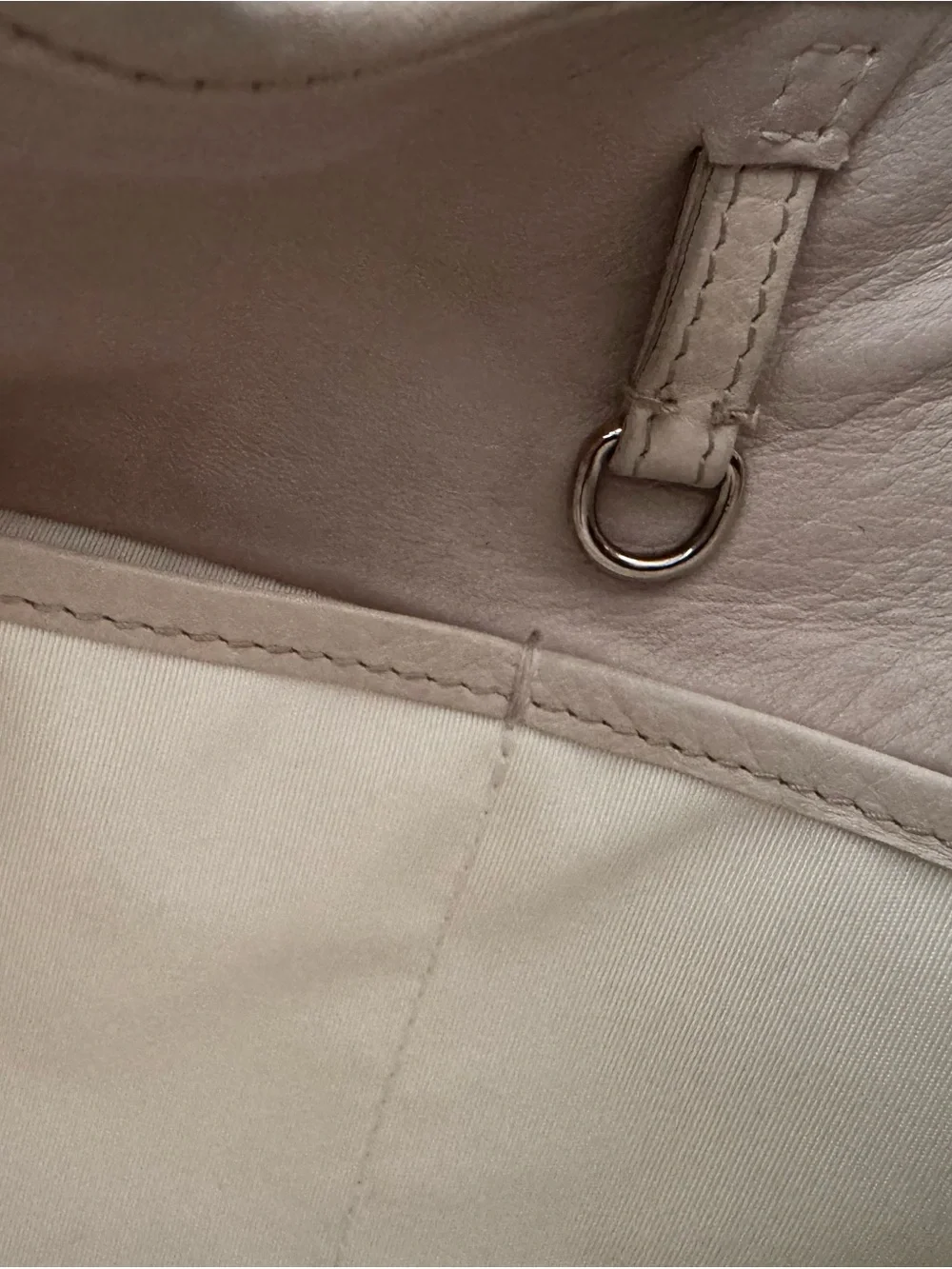 Vintage Christian Dior D White Leather Hobo Bag Silver Hardware